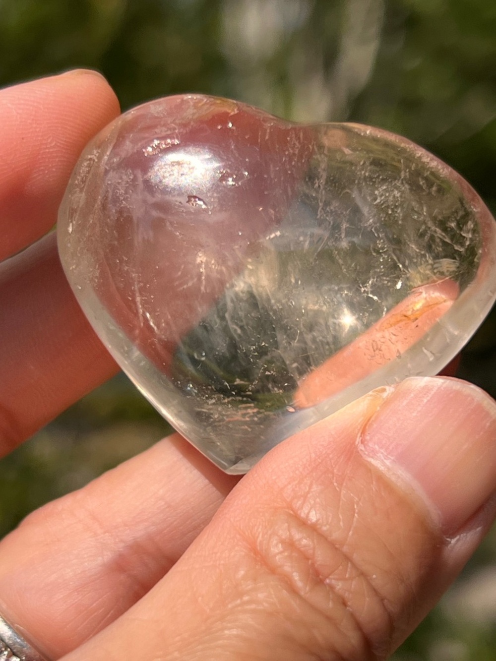 Smoky (2) quartz heart with stand | Crystal